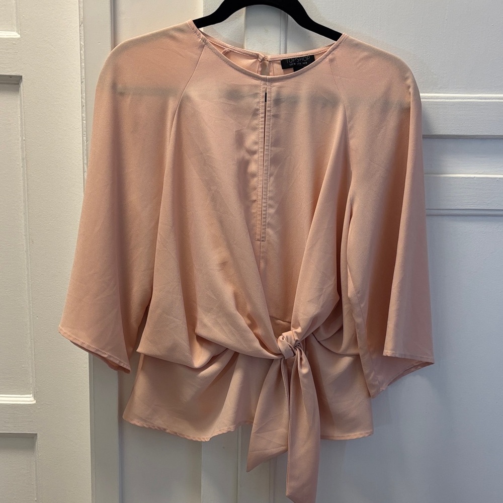 Zara Soft Pink Tie-Front Blouse